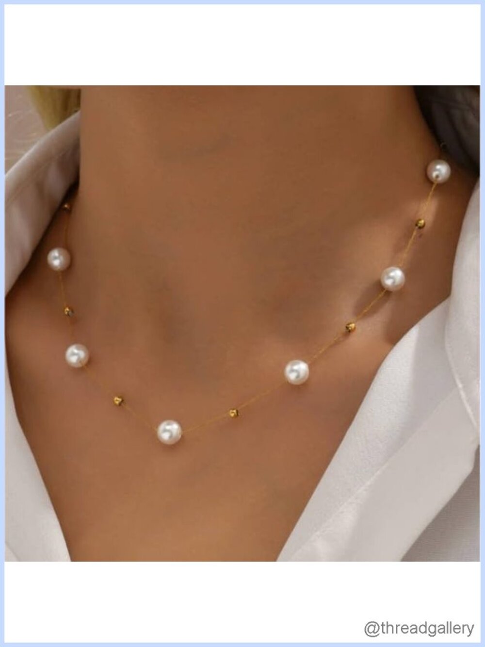 Minimalist Pearl Dainty Chain Necklace Scattered Pearl Design